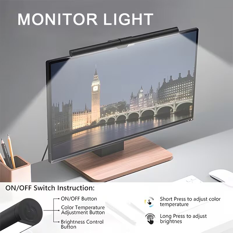 Pc Gaming Yellow - Lampu Monitor LED RGB Strip Peredupan