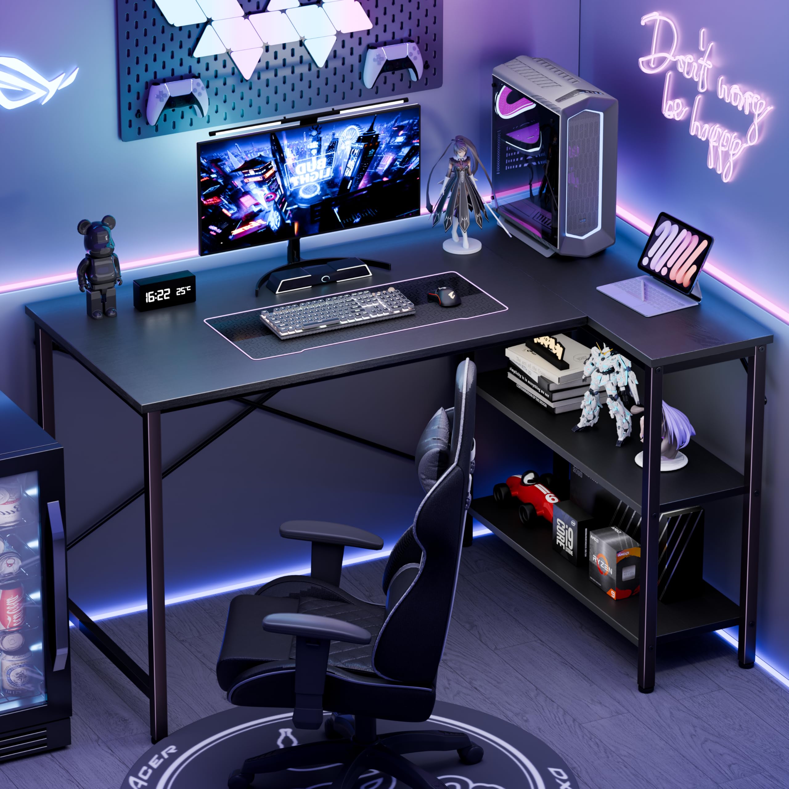 Pc Gaming Center - Meja Komputer Bentuk L JHK 47