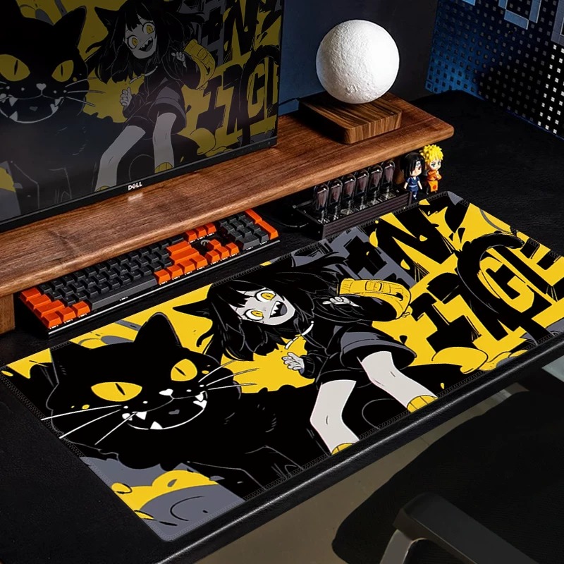 Pc Gaming Yellow - Alas Mouse Gaming Anime Black Cat