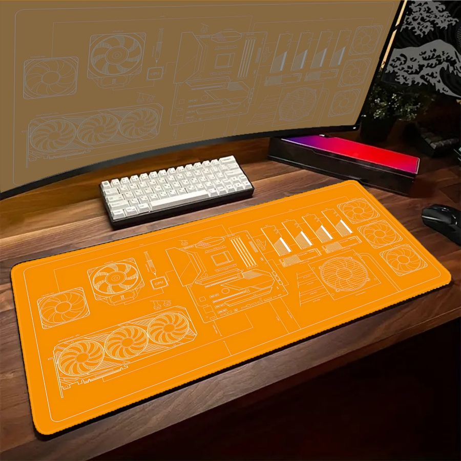 Pc Gaming Yellow - Alas meja XXL Hitam Biru Kuning