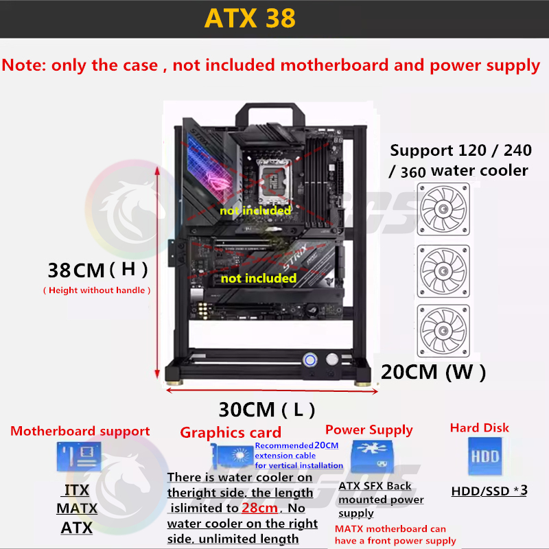 MOD ATX casing PC terbuka bing - Pc Gaming Center ulasan dan harga