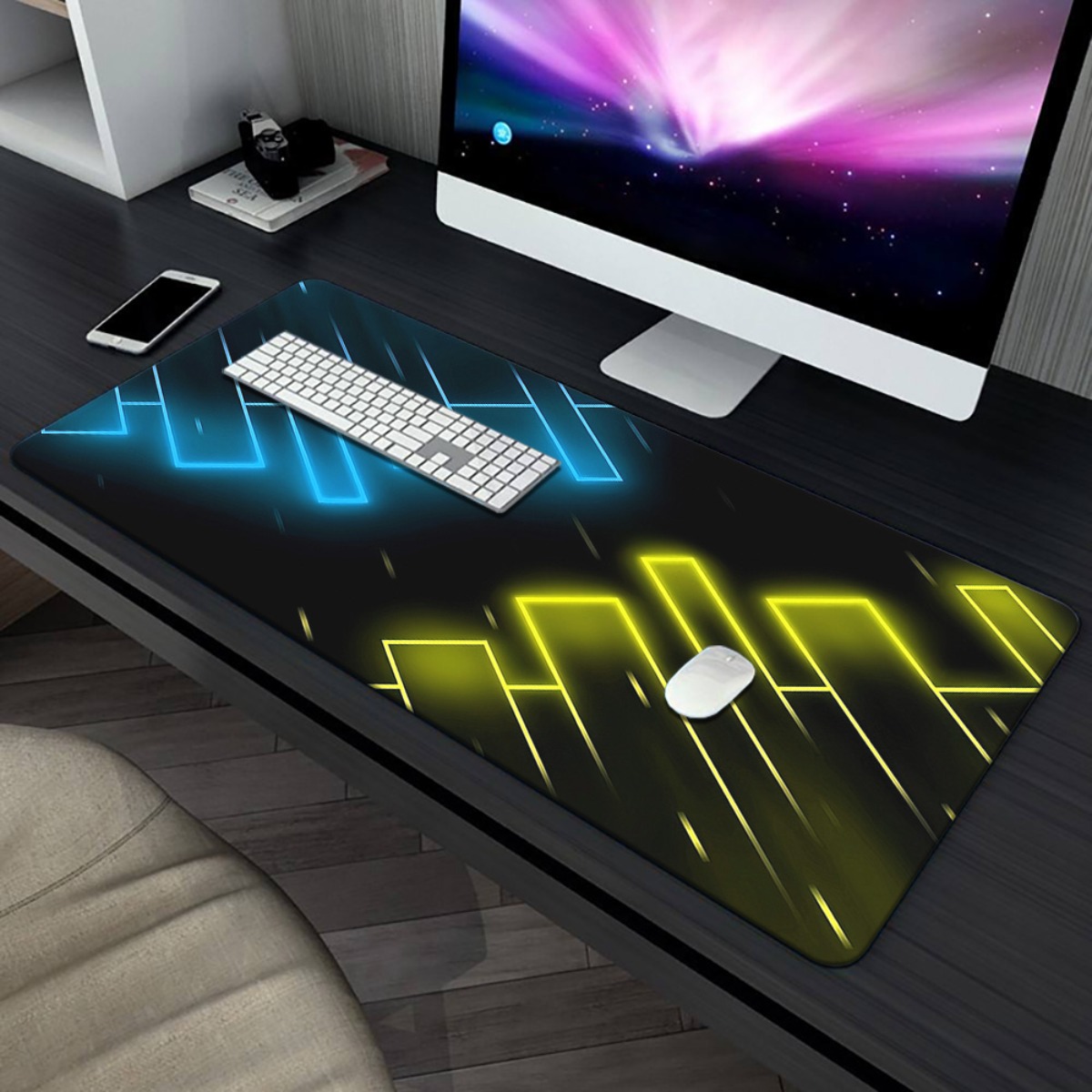 Alas Mouse Gaming Abstrak Neon - Pc Gaming Yellow ulasan dan harga