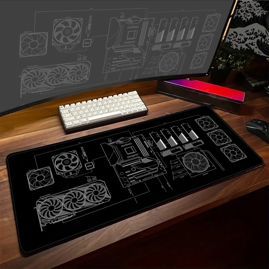 Alas meja XXL Hitam Biru Kunin - Pc Gaming Yellow ulasan dan harga